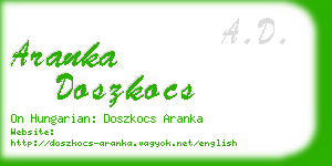 aranka doszkocs business card